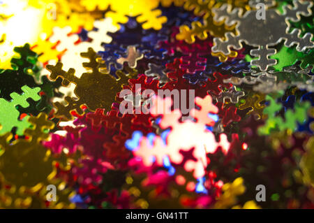 Celebratory background from paper Snowflakes multi-coloured. Macro Stock Photo