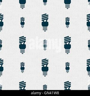 fluorescent lamp icon sign. Seamless pattern with geometric texture. Vector Stock Vector