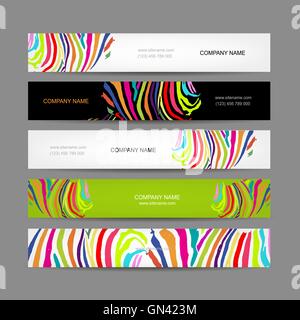 Set of banners, colorful zebra print design Stock Vector