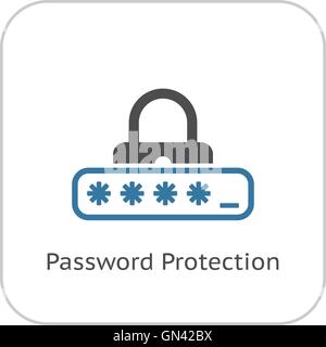 Password Protection Icon. Flat Design. Stock Vector