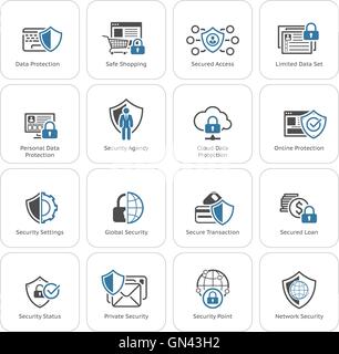 Flat Design Protection and Security Icons Set. Stock Vector