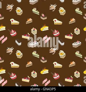 Brown sweet cake pattern Stock Vector