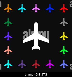 Plane icon sign. Lots of colorful symbols for your design. Vector Stock Vector