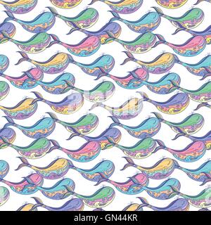 Colorful whale pattern Stock Vector