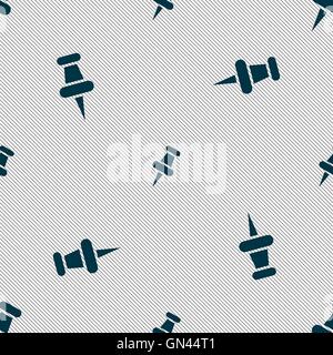 push pin icon sign. Seamless pattern with geometric texture. Vector Stock Vector