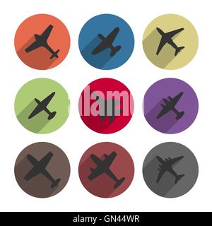 Icons airplanes, vector illustration. Stock Vector