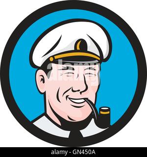 Illustration of a sea captain, shipmaster, skipper, mariner wearing hat ...