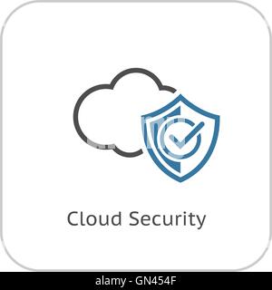 Cloud Security Icon. Flat Design. Stock Vector