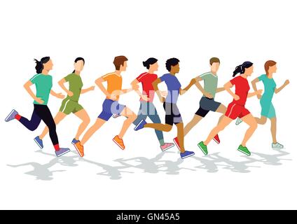 Joggers and runners Stock Vector