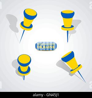Set of pushpins, vector illustration. Stock Vector