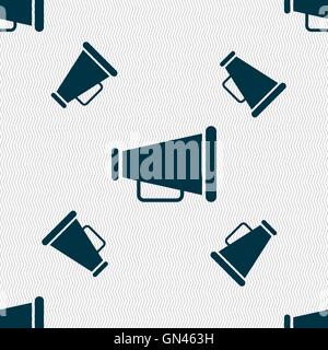 Gramophone web icon sign. Seamless pattern with geometric texture. Vector Stock Vector