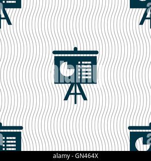 presentation board icon sign. Seamless pattern with geometric texture. Vector Stock Vector