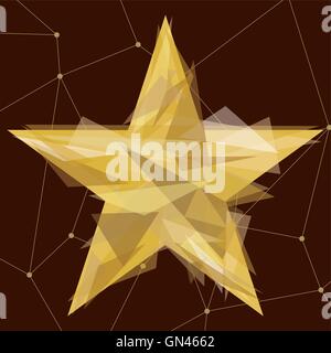 Gold star made of triangles Stock Vector