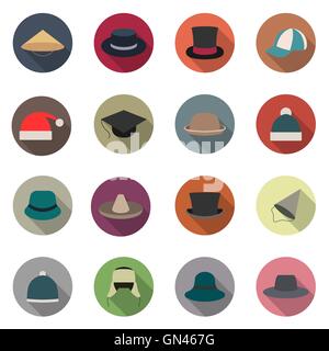 Icons hats, vector illustration. Stock Vector