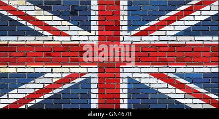 Grunge flag of Great Britain on a brick wall Stock Vector