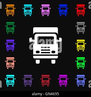 Transport truck icon sign. Lots of colorful symbols for your design. Vector Stock Vector