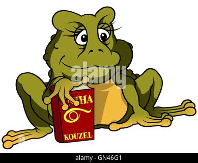 Frog And Book Of Spell Stock Vector