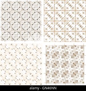 geometric seamless patterns set, vector backgrounds collection. Stock Vector