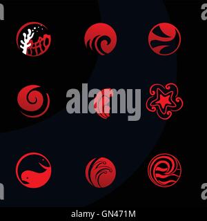 Sea icons set Stock Vector