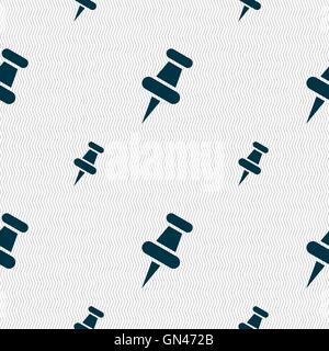 push pin icon sign. Seamless pattern with geometric texture. Vector Stock Vector