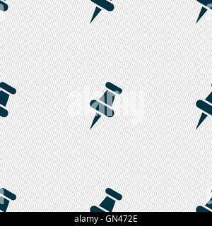 push pin icon sign. Seamless pattern with geometric texture. Vector Stock Vector