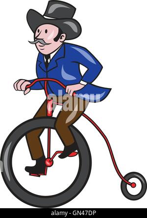 Gentleman Riding Penny-farthing Cartoon Stock Vector