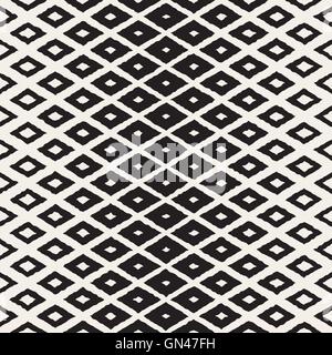 Vector Seamless Black And White Hand Painted Halftone Gradient Rhombus Pattern Stock Vector