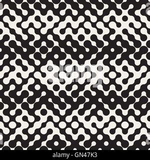 Vector Seamless Black and White Gradient Halftone Irregular Geometric Pattern Stock Vector