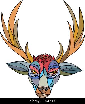 Red Stag Deer Head Mosaic Stock Vector