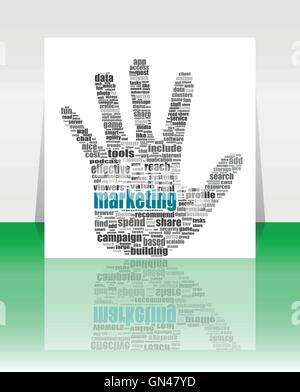 vector Illustration of the hands symbol, which is composed of text keywords on social media themes Stock Vector