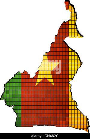 Cameroon map with flag inside Stock Vector