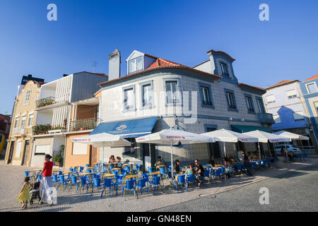 AVEIRO, PORTUGAL - JULY 28, 2016:  Restaurants and bars in the Historic Center of Aveiro, Centro region, Portugal. Stock Photo