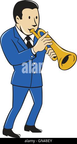 Musician Playing Trumpet Cartoon Stock Vector