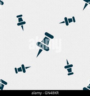push pin icon sign. Seamless pattern with geometric texture. Vector Stock Vector