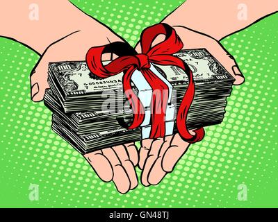Money as a gift. Financial income Stock Vector