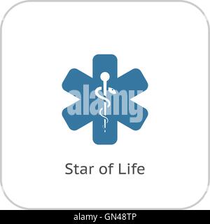 Star of Life Icon. Flat Design. Stock Vector