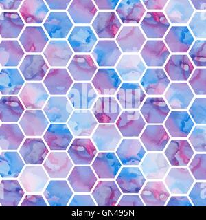 Hand drawn purple background with hexagons Stock Vector
