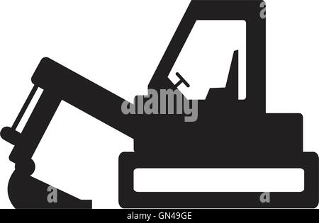 Flat excavator icon Stock Vector