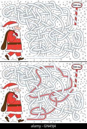 Santa Claus maze Stock Vector