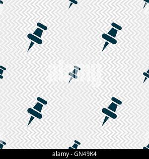 push pin icon sign. Seamless pattern with geometric texture. Vector Stock Vector