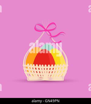 Basket with Easter eggs Stock Vector