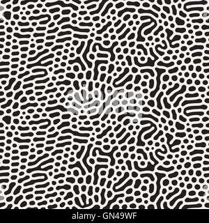 Vector Seamless Black and White Wavy Organic Rounded Shapes Foam Pattern Stock Vector