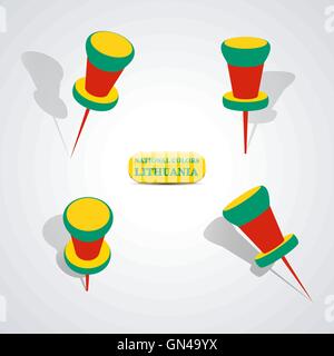 Set of pushpins, vector illustration. Stock Vector