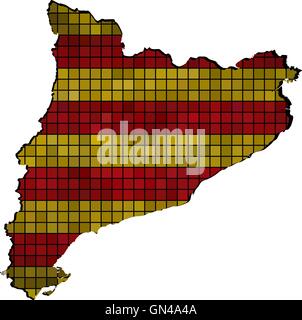 Catalonia map with flag inside Stock Vector