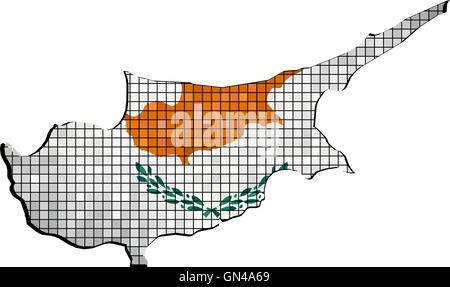 Cyprus map with flag inside Stock Vector