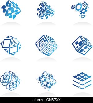 Vector network cube icons set Stock Vector