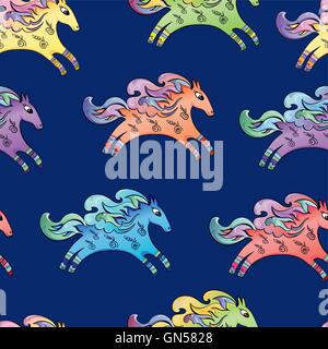 Blue Horse Pattern Stock Vector