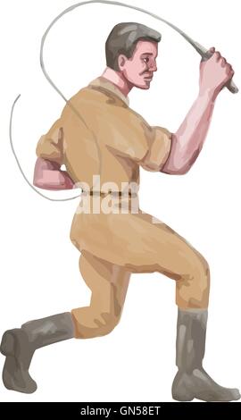 Lion Tamer Bullwhip Isolated Watercolor Stock Vector