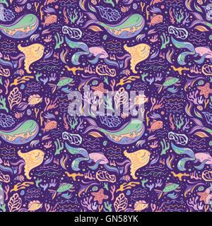 Purple sea pattern Stock Vector