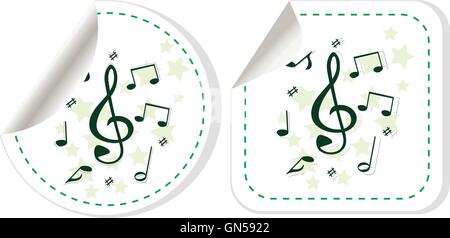 Songs for kids icon. Musical notes, melody sign. Globe, download and speech bubble buttons. Winner award symbol. Vector Stock Vector